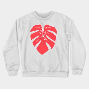 Coral Pink Monstera Leaf Crewneck Sweatshirt